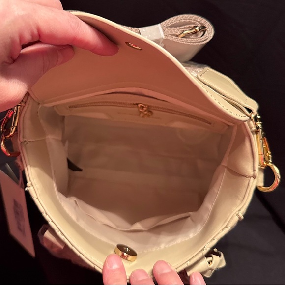 Valentino Orlandi Light Taupe Quilted Vegan Leather Crossbody Bag - Picture 8 of 8